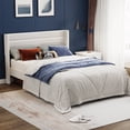 thumbnail image 3 of Sofanext Queen Bed Frame with Headboard, Upholstered Platform Bed Frame Queen, Wood Slat Support, No Box Spring Needed, Noise-Free, Cream White, 3 of 8