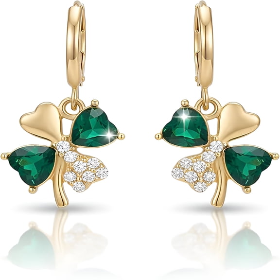 DESIGNICE St Patricks Day Earrings for Women Irish Holiday Shamrock Clover Green Heart Hoop Earrings St. Patrick's Day Accessories Lucky Four Leaf Dangle Earring Decorations Good Luck Jewelry Gift