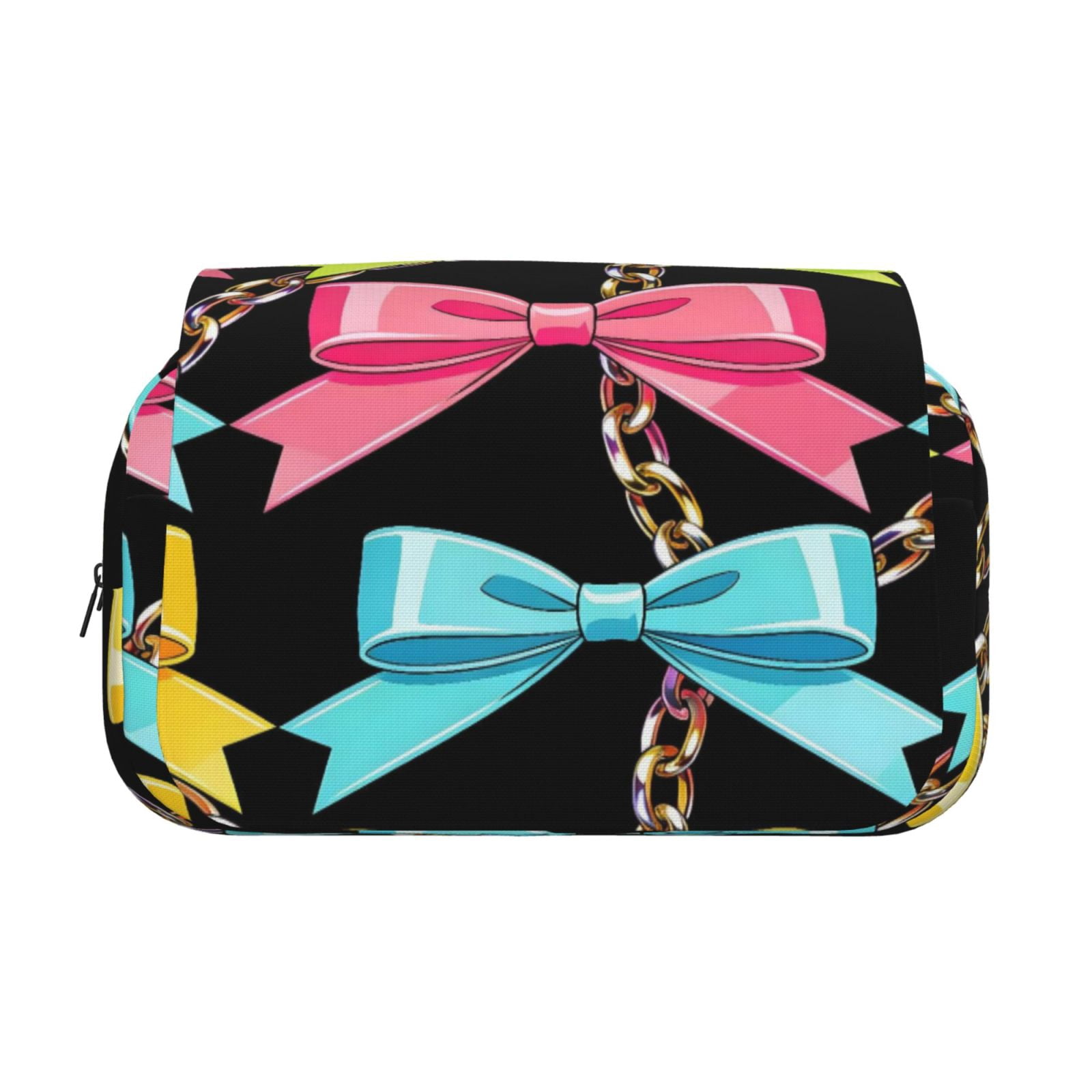 Large-Capacity Flip-Top Double-Layer Pencil Case, Multi-Functional Pocket Pen Case, Durable Stationery Organizer Colorful Bow Chain