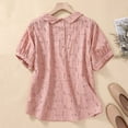 thumbnail image 2 of AherBiu Cute Tops for Women Short Sleeve Eyelet Lapel Half Button Boho Beach Wear Cute Shirts Blouse, 2 of 7