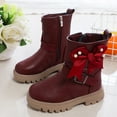 thumbnail image 5 of FAOWME Child Thick Heeled Thick Soled Girls Mid-Length Boots Shoes Fashionable Pearl Bow Children Short Boots Red 11-11.5 Years, 5 of 8