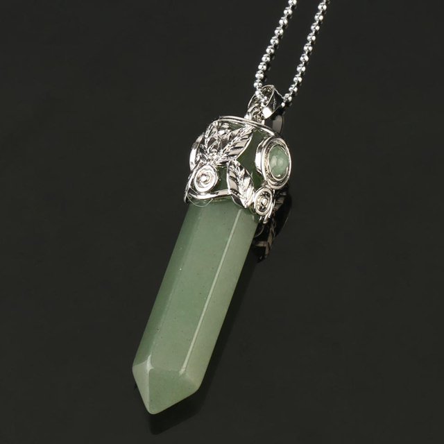 Natural Stones Healing Point Pendants Necklaces Leaf Jewelry