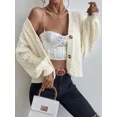 thumbnail image 5 of Solid‑Color Cable Knit Single‑Breasted Long‑Sleeve Cardigan Sweater Top for Women, 5 of 6