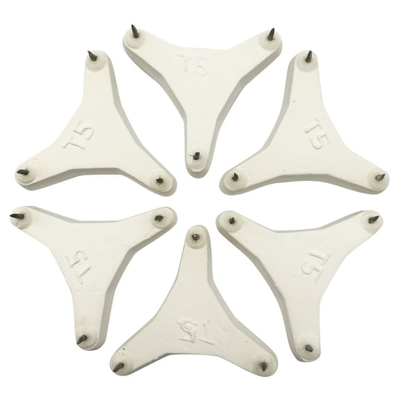 3-Point Ceramic Tripod Kiln Stilt - with Points 2 Inches Apart for Kiln Firing of Ceramics and Pottery - (Pkg/6) - MAXIMUM FIRING TEMPERATURE 2025 DEGREES - CONE 03