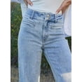 thumbnail image 5 of Women'S Jeans High Waisted Stretchy Roll Hem Pearl Wide Leg Denim Pants Light Blue S, 5 of 7