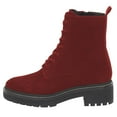 thumbnail image 2 of YDN Women Round Toe Lace up Ankle Boots Platform Low Chunky Heel Combat Booties Winter Fashion Date Dress Shoes Size 9 Red, 2 of 4