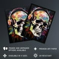 thumbnail image 3 of Hardcore Punk Music Artwork Vibrant Drip Paint Skull With Headphones Unframed Wall Art Print Poster Home Decor Premium, 3 of 5