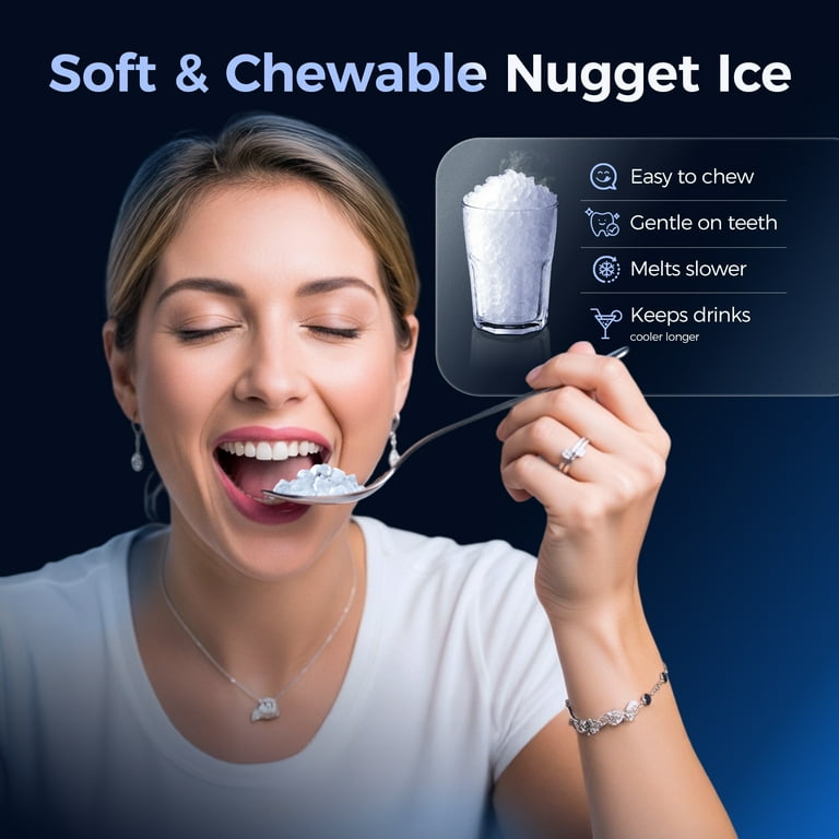 SIMZLIFE Nugget Ice Maker Countertop, Portable Self-Cleaning