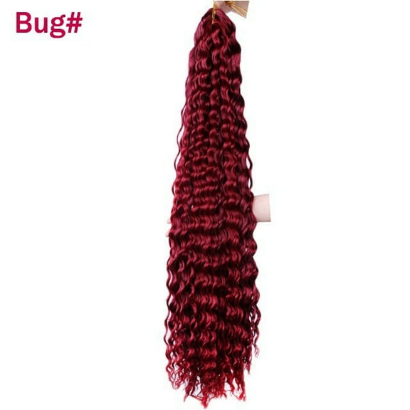 XmhyTop 24 Inch 3-Bundle Human Braiding Hair, 100g/Bundle Deep Wave Curly Extensions, Wet and Wavy Texture for Boho Braids Styling, Burgundy
