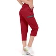 thumbnail image 3 of Little Donkey Andy Women's Ultra-Stretch Quick-Dry Capri Pants - Lightweight, Drawstring Waist, Cooling Comfort for Hiking, Travel, and Casual Wear Red S, 3 of 5