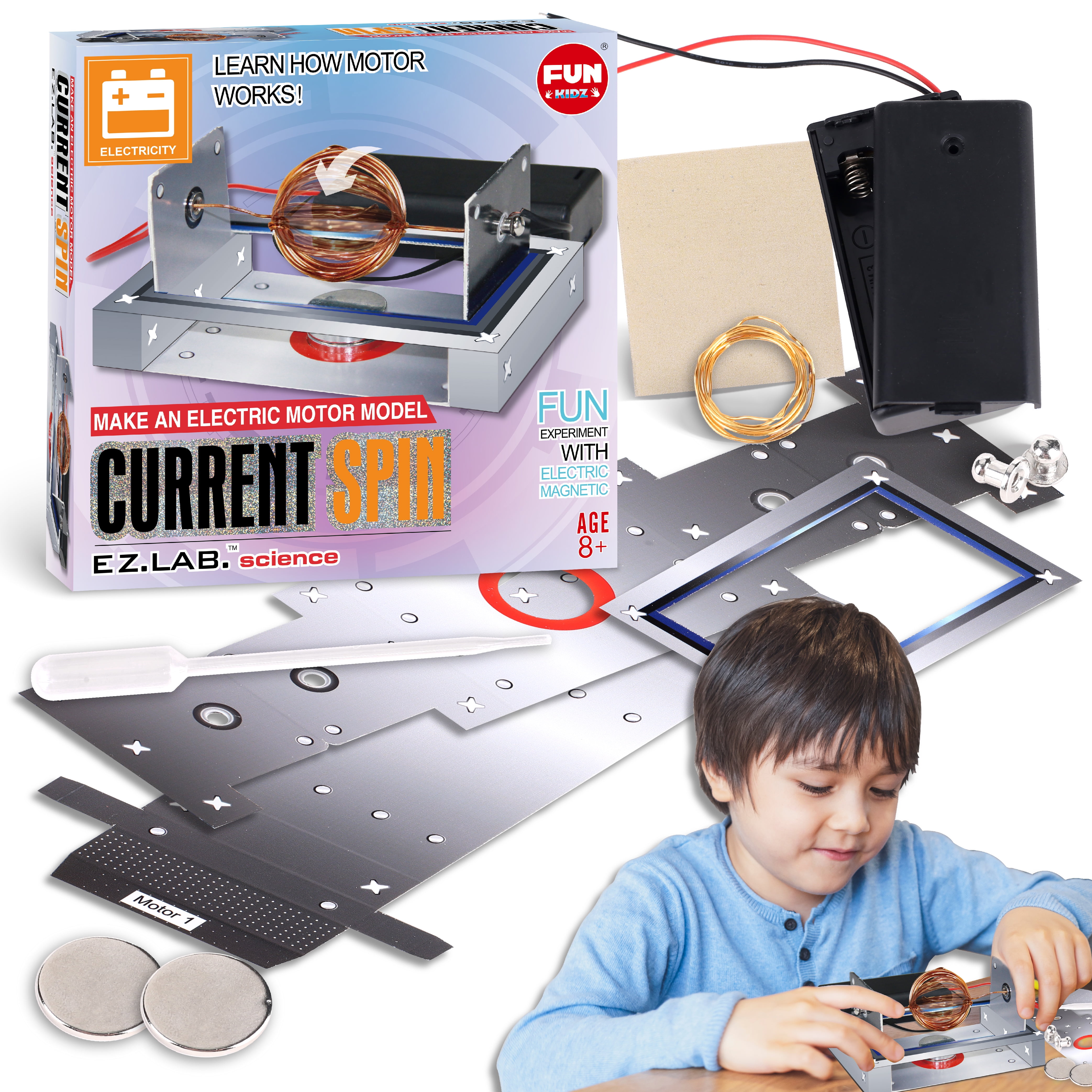 Simple Electric Motor Model Kit, FunKidz Current Spin Making Kit for