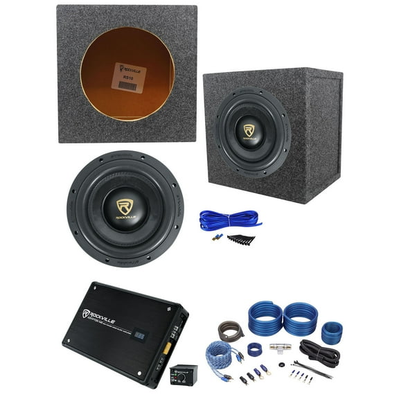 Rockville W10K9D2 10" 3200w Car Subwoofer Sealed Sub Box Mono Amplifier Amp Kit