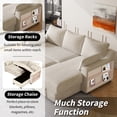 thumbnail image 3 of 90" Pull Out Sleeper Sofa L-Shaped Couch Convertible Sofa Bed with Storage Chaise, Storage Racks and USB Ports (Beige), 3 of 11