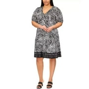 $125 MICHAEL KORS Mix Animal Print Dress In White-Black Viscose [2X]