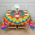 thumbnail image 3 of Colorful Tie Dye Mandala Pattern Square Tablecloth,Waterproof Square Table Cover,Wipeable Spillproof Washable Table Cover for Home Kitchen Party Decor 60"x60"(152x152cm), 3 of 6