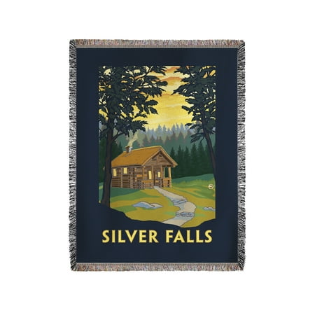 Silver Falls State Park, Oregon - Cabin in Woods - Lantern Press Poster (60x80 Woven Chenille Yarn