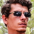thumbnail image 3 of LAICAIW Elite Slim Rimless Rectangular Metal & Wood Art Aviator Sunglasses, 3 of 5