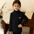 thumbnail image 5 of Jalioing Girls Long Sleeve Sweaters Solid Color Ruffle High Neck Pullover Sweater Toddler Kids Casual Cute Knit Tops, 5 of 6
