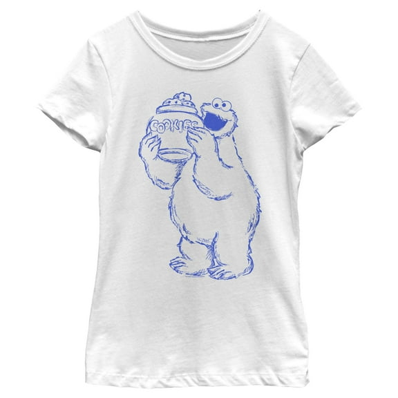 Girl's Sesame Street Cookie Monster Sketch Graphic T-Shirt