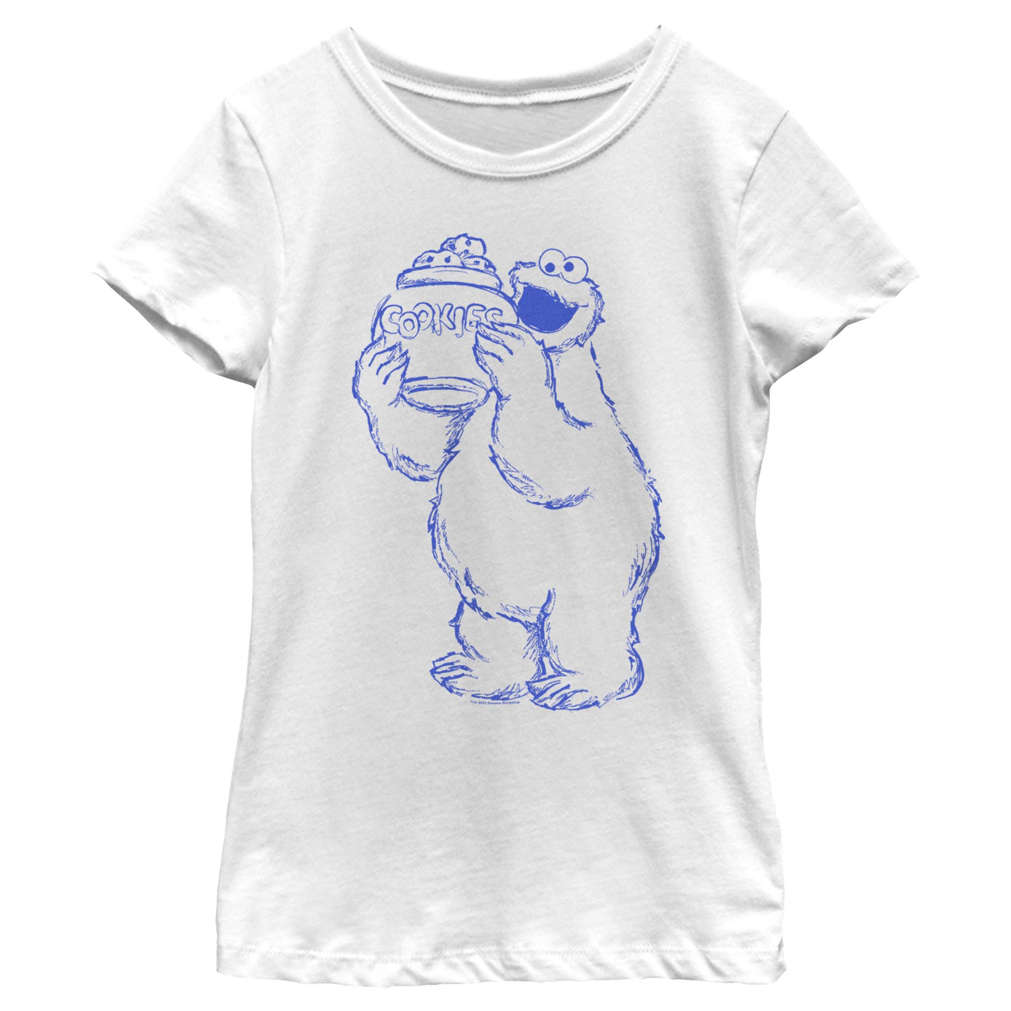 Girl's Sesame Street Cookie Monster Sketch Graphic T-Shirt