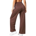 thumbnail image 3 of Cadmus Womens Plus Size High Waist Stretch Wide Leg Lounge Pants Loose Fit Yoga Workout Sweatpants with Pockets, Dark Brown, 2XL, 3 of 9