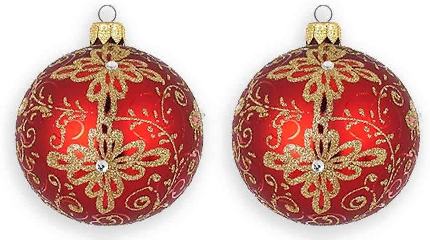 D Handmade And Mouth Blown Red Glass Ornament Christmas Tree