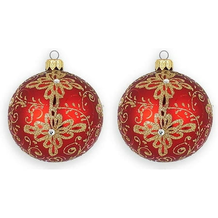 D Handmade And Mouth Blown Red Glass Ornament Christmas Tree