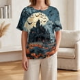 thumbnail image 5 of Halloween Shirts for Women Witch Hat Castle Print Henley Horror Blouse Spider Loose Fit Short Sleeve Vintage Spooky T-Shirt 3XL, 5 of 7