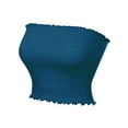 thumbnail image 3 of MixMatchy Women's Solid Ruffled Edge Ribbed Crop Tube Top, 3 of 4