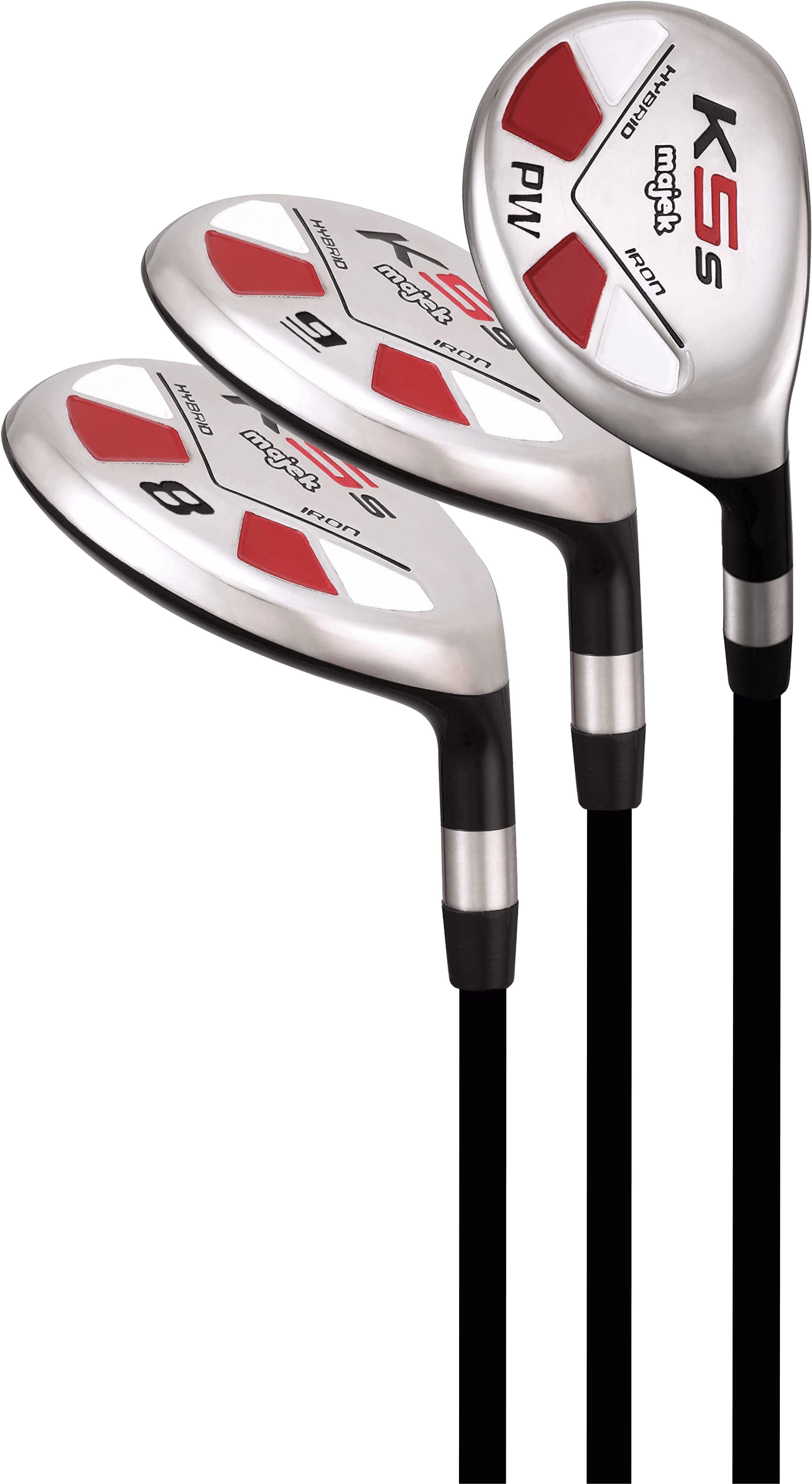 Majek Golf +1 inch Over Big & Tall Men's All True Hybrid Set, Includes: #8, 9, PW Regular Flex Graphite Shaft New Utility R Flex Club (Tall 6'0"+/+1" Over) Midsize Black Pro Velvet Grip