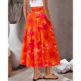 thumbnail image 3 of Women’s High Waist Maxi Skirt with Leaf Print Elastic Waistband Tiered Flowy A Line Long Skirt for Casual Wear Dark Purple 2XL, 3 of 6