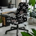 thumbnail image 2 of SCRAWLGOD Stars White Black Comfortable Office Chair Covers Elastic Non-Slip Dustproof High Back Chair Slipcover Washable Universal Removable Boss Chair Covers, S, 2 of 7