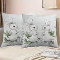 thumbnail image 5 of QuanTara Easter Spring Rabbit Flower Pillow Cover, 18x18in White Decorative Pillow Case, Nylon Spandex Cushion Cover for Sofa Bedroom, Holiday Home Decor Easter Gift, 5 of 6
