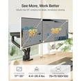 thumbnail image 3 of monTEK Dual Monitor Arm, Mechanical Spring Dual Monitor Mount for 17–35" Screens, Holds up to 26.4 lb per Arm, Full Motion Desk Stand with VESA 75x75/100x100, C-Clamp & Grommet, 3 of 10