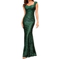thumbnail image 3 of B91xZ Womens Chemise Dress Décontractée Longue Dress Élégante Sans Manches Col Rond Robe Maxi Moulante, Vert m, 3 of 5