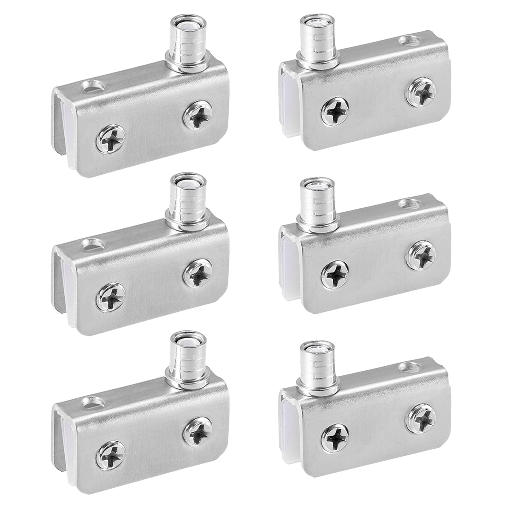 6 Pcs Glass Hinge Stainless Steel Glass Door Pivot Hinge Silver Tone