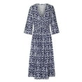 thumbnail image 5 of hoksml Summer& Fall Dresses for Women 2023 on Clearance! Fashion Casual Ditsy Floral Print A-Line Pleated Sun Dress Womens 3/4 Flutter Sleeve V-Neck Midi Wrap Dresses, 5 of 6