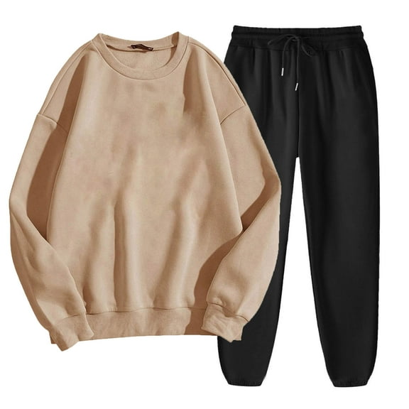 Perfectbot Women's 2-Piece Sweatsuit Set, Long Sleeve Pullover Top & Jogger Sweatpants, Oversized Tracksuit