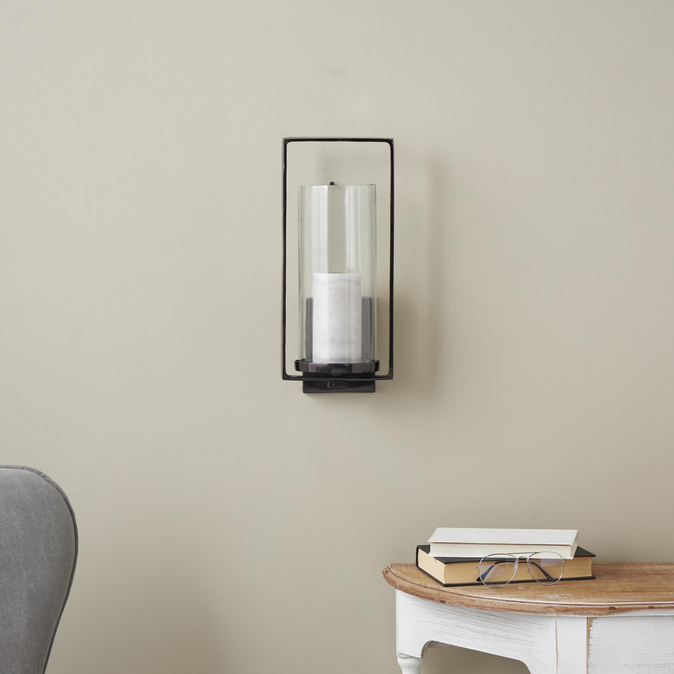 DecMode Black Metal Geometric Minimalistic Rectangular Wall Sconce