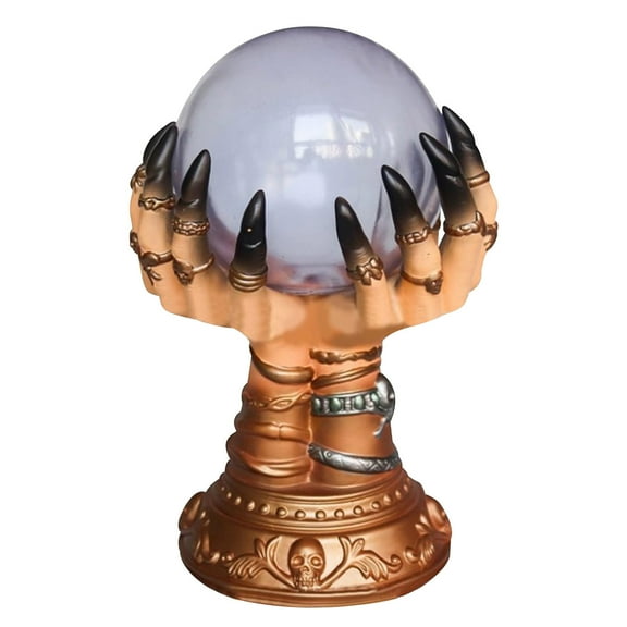 Plasma Ball with Light, Halloween Decorations Crystal Ball in Witch Hand, Flashing Crystal Ball for Home Party Office Table Decor Shelf