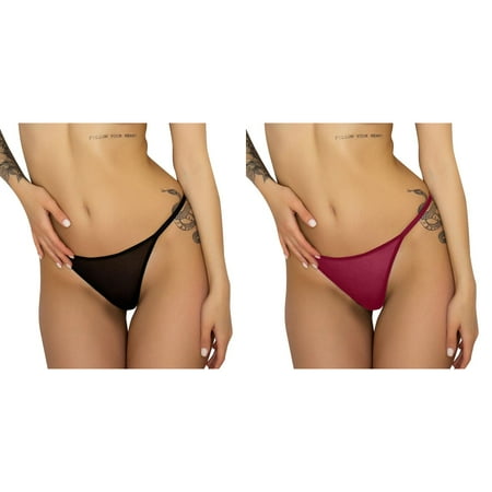 2-Pack Women Soild Embroidered Mesh Sheer Thong Panties T Pants Low Waist Plus Size Underwear Running Underwear Women No Chafe Womens Underwear Packs Boy Shorts Glow in The Dark Lingerie Fart