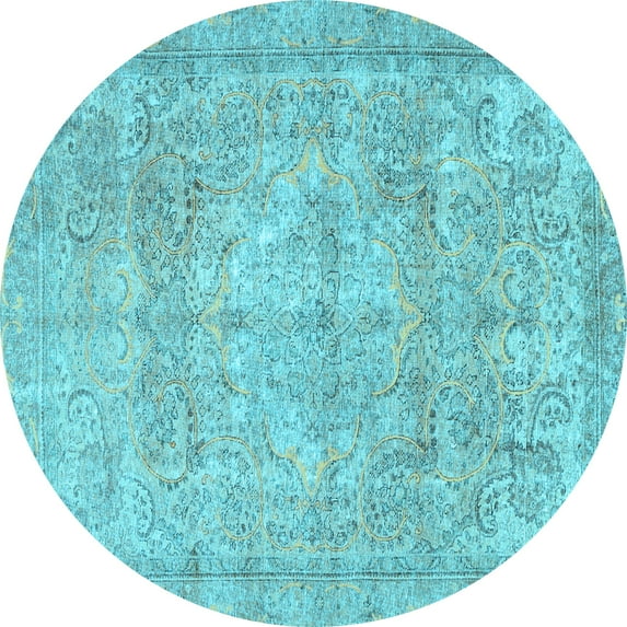 Ahgly Company Indoor Round Persian Light Blue Traditional Area Rugs, 5' Round