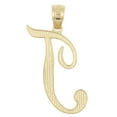 thumbnail image 4 of 10K Solid Real Yellow Gold Personalized Cursive T Initial Pendant Necklace, Available in Different Letters Charm with Diamond Cut Gifts for Her with 16" Gold Chain, 4 of 6