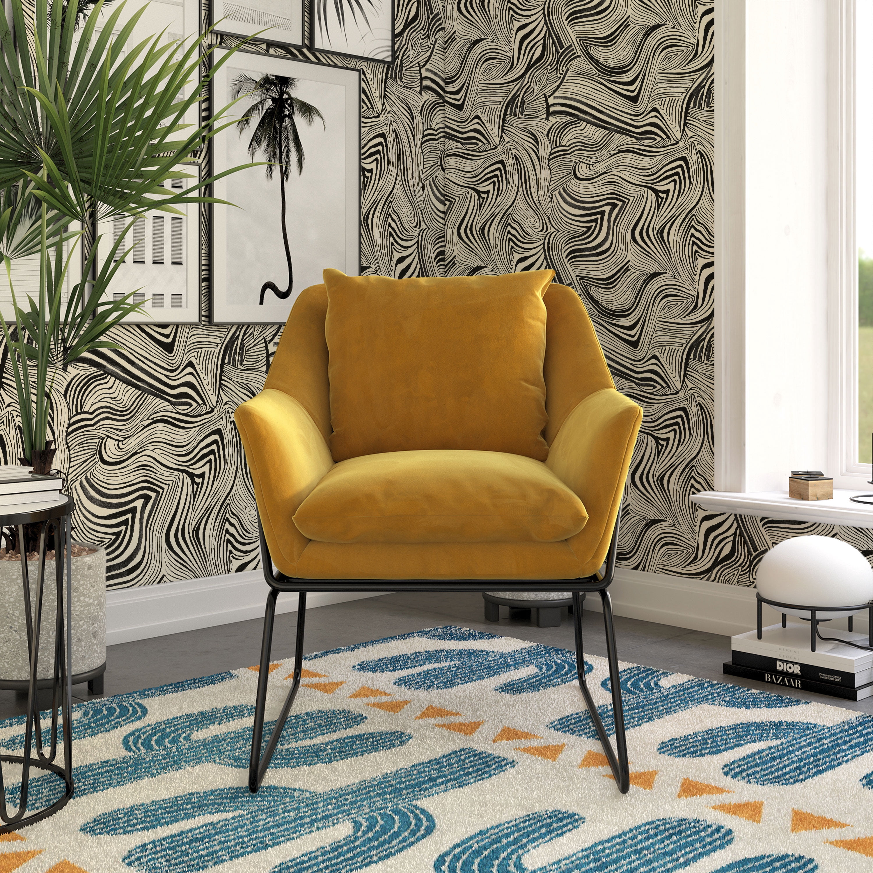 Tempaper x Novogratz Zebra Marble White & Black Peel and Stick Wallpaper, 20.5" x 16.5'