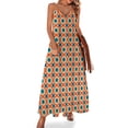 thumbnail image 1 of Vestido sin mangas con estampado de lunares y ojos de ilusión de los años 70 en naranja y azul, vestido de verano, ropa de uso diario para mujer, 1 of 7