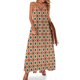 thumbnail image 1 of Vestido sin mangas con estampado de lunares y ojos de ilusión de los años 70 en naranja y azul, vestido de verano, ropa de uso diario para mujer, 1 of 7