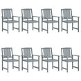 thumbnail image 3 of vidaXL Patio Chairs Outdoor Dining Chair with Cushions Gray Solid Wood Acacia, 3 of 7