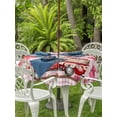 thumbnail image 2 of Outdoor Tablecloth with Umbrella Hole and Zipper, Pink Valentine's Day Round Table Cloth 60 Inch Waterproof Tablecloth, Love Heart Roses Gnomes Truck Picnic Table Cover for Patio Camping, 2 of 7