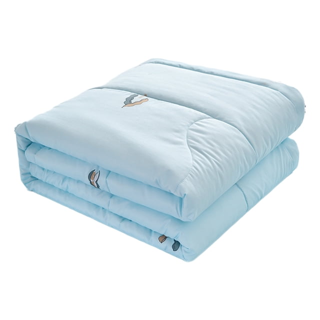 Blue Lightweight Summer Blanket Double Size 39X59 Inches Made Of Breathable Cotton And Polyester For Warm Weather Use Machine Washable