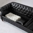 thumbnail image 4 of FFH Faux Leather Sofa with Storage Function - 85.8 Inch Sofa with Tufted Back - Leather Coach for Living Room with 3 Throw Pillows - Living Room Couch - Vintage Faux Leather in Onyx Black, 4 of 9
